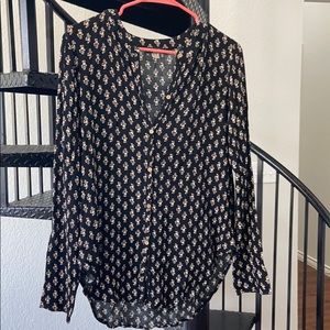 Patterned button-down top